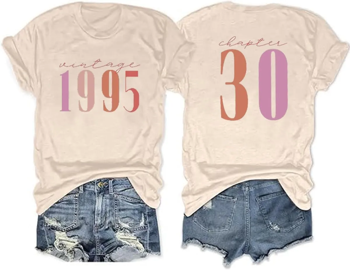 30th Birthday Gifts for Women Vintage 1995 Shirt in My Thirties Era Tee Party Short Sleeve Casual Top