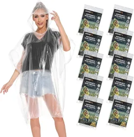 APEXUP Disposable Rain Ponchos for Adults, Emergency Rain Poncho for Camping Hiking Travelling
