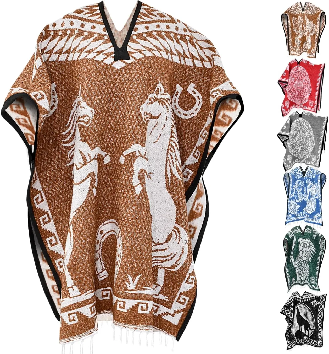 Artisans Bazaar Mexican Poncho Sarape Aztec Men Hombre Mexico Gabanes Mexicanos Western Cowboy Costume Adulto Jorongos
