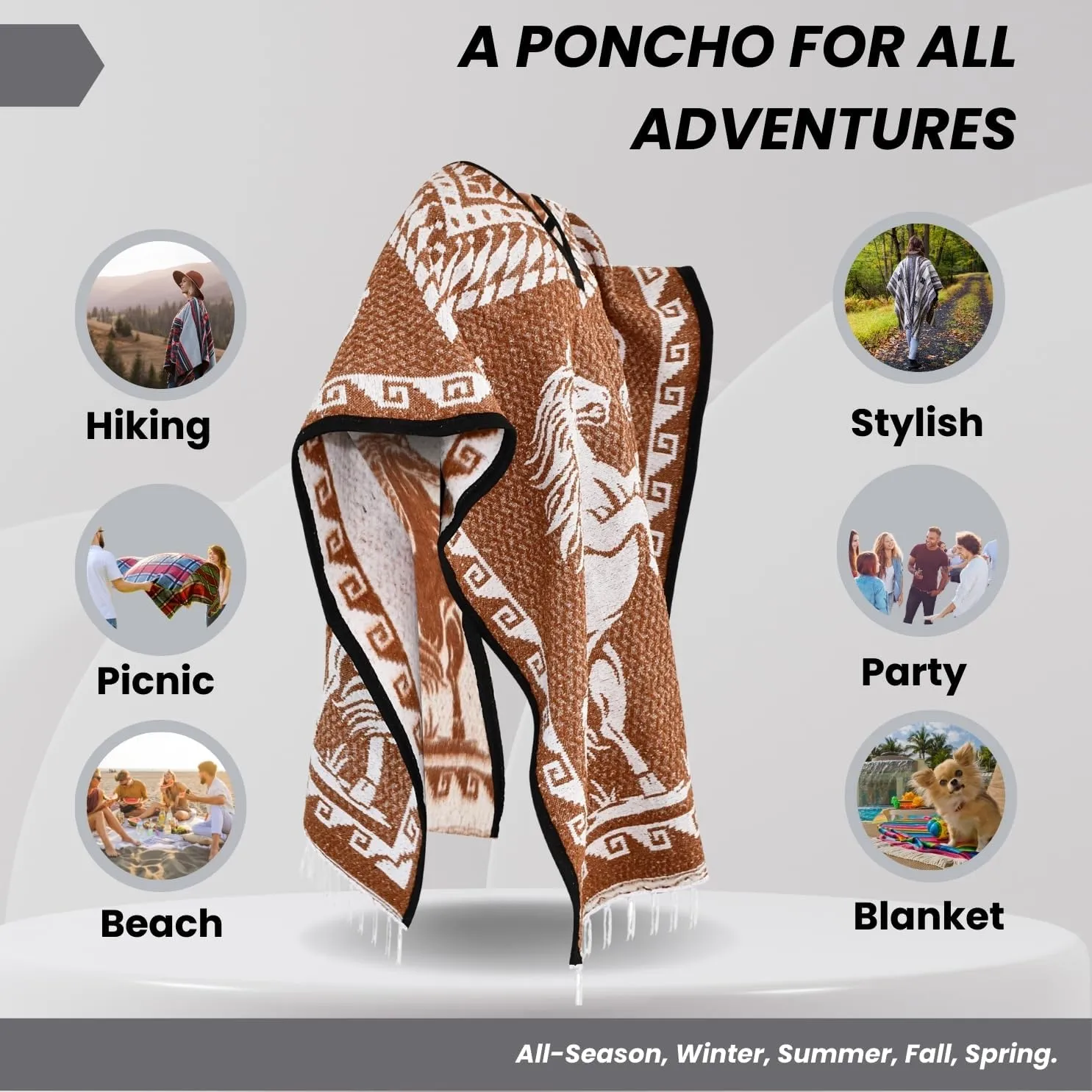 Artisans Bazaar Mexican Poncho Sarape Aztec Men Hombre Mexico Gabanes Mexicanos Western Cowboy Costume Adulto Jorongos