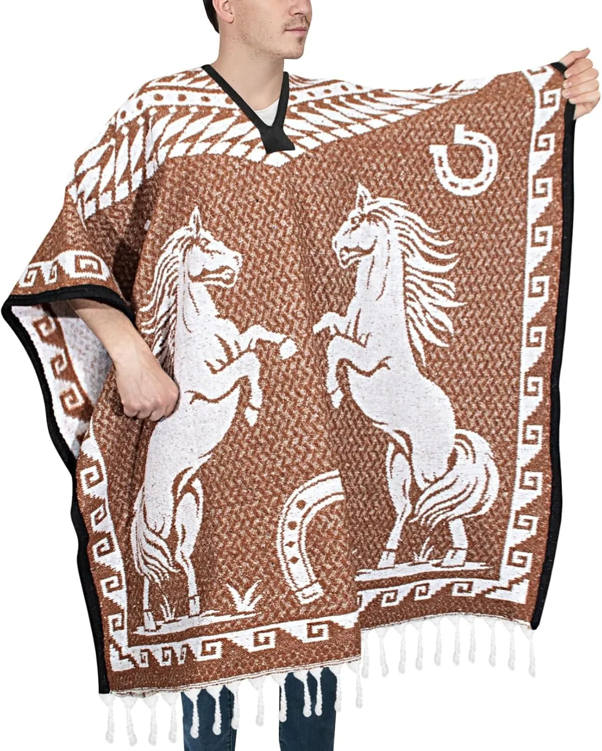 Artisans Bazaar Mexican Poncho Sarape Aztec Men Hombre Mexico Gabanes Mexicanos Western Cowboy Costume Adulto Jorongos