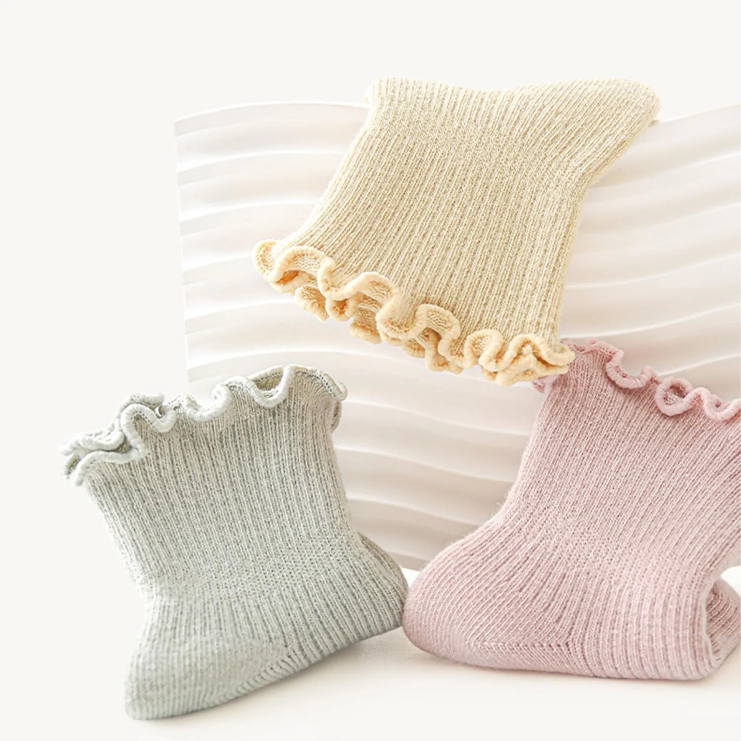 Baby Girls Socks Newborn Frilly Ruffle Cotton Infant Cute Princess Socks for Toddler Dress 5 Pairs