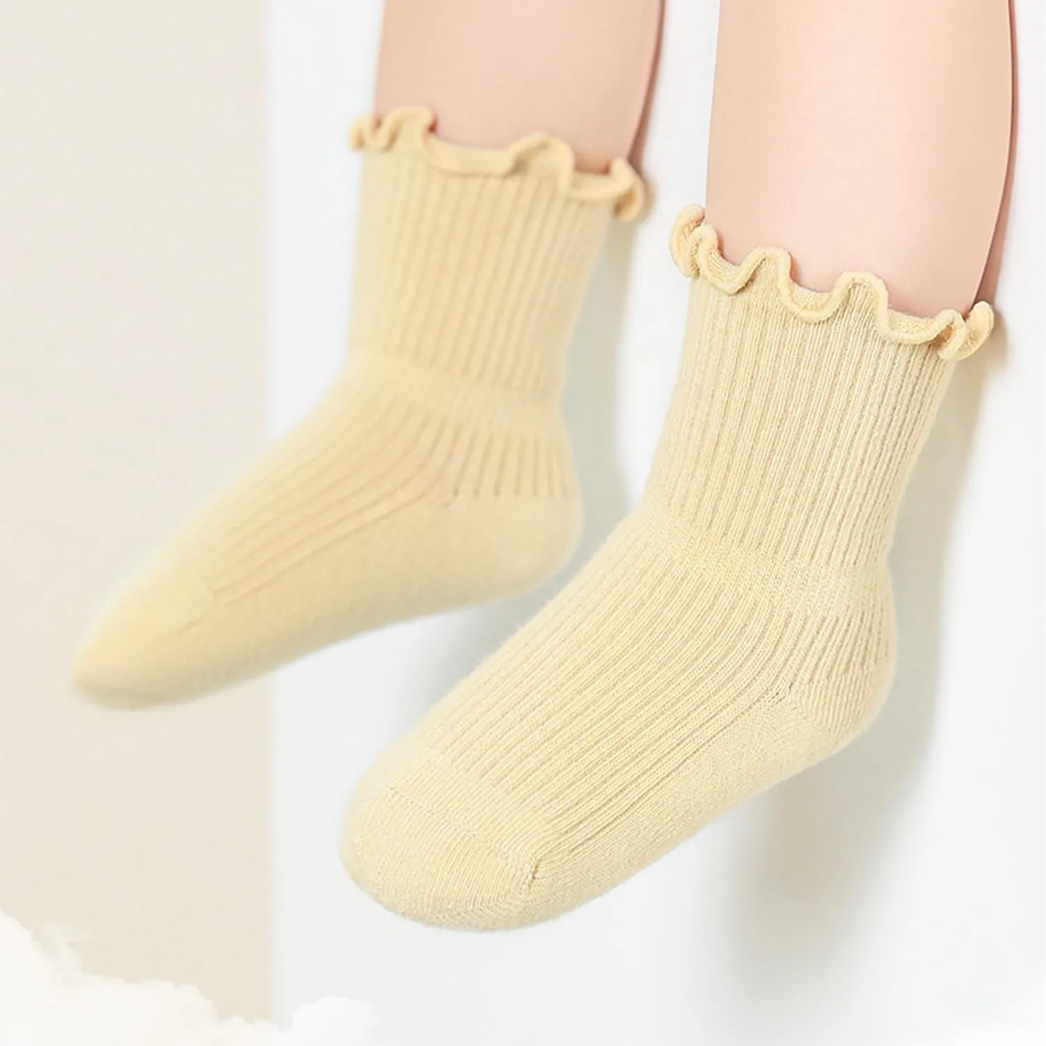Baby Girls Socks Newborn Frilly Ruffle Cotton Infant Cute Princess Socks for Toddler Dress 5 Pairs