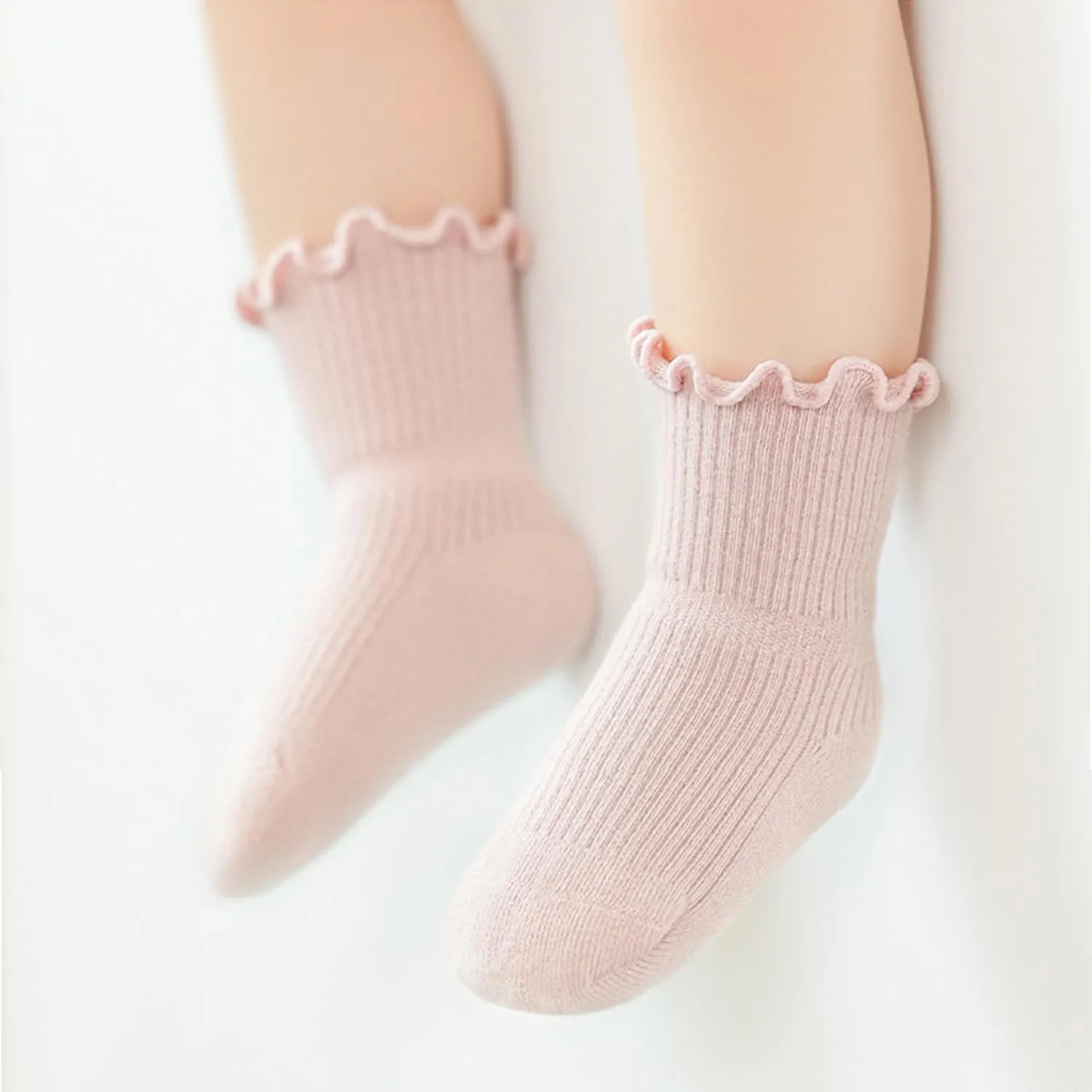 Baby Girls Socks Newborn Frilly Ruffle Cotton Infant Cute Princess Socks for Toddler Dress 5 Pairs
