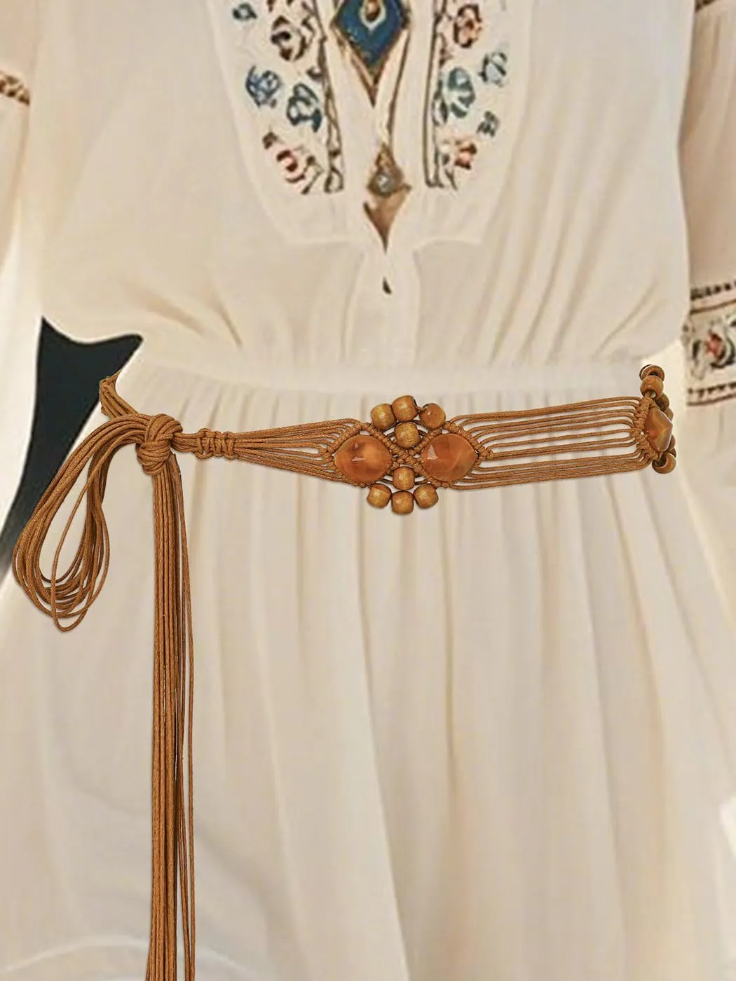 Bohend Boho Braided Belts Women Tie Colorful Western Woven Belt Wrap Rope Hippie Belts for Dresses