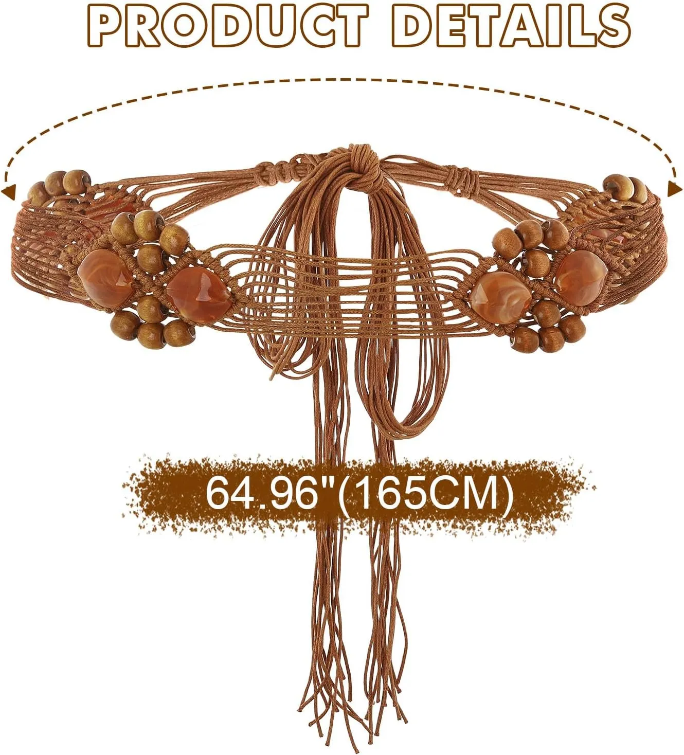 Bohend Boho Braided Belts Women Tie Colorful Western Woven Belt Wrap Rope Hippie Belts for Dresses