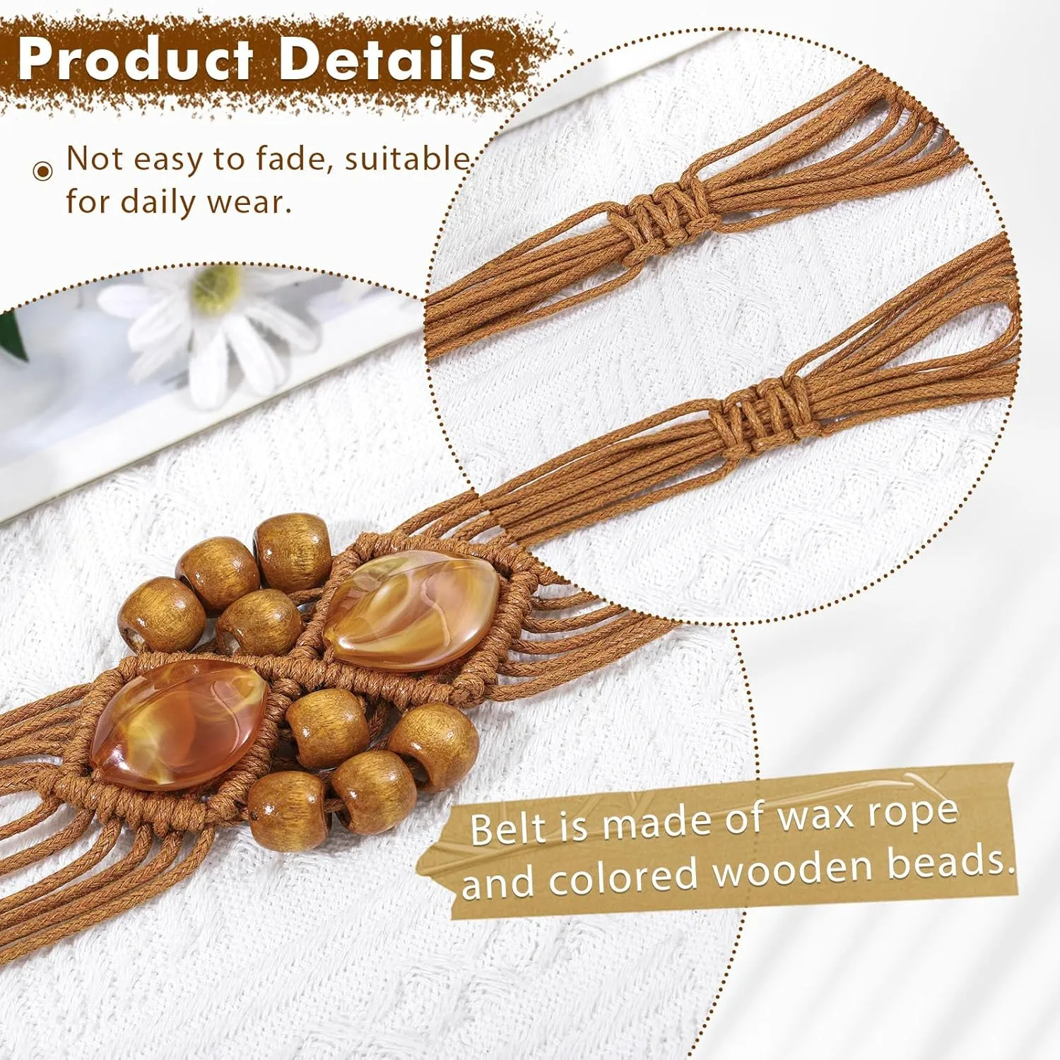 Bohend Boho Braided Belts Women Tie Colorful Western Woven Belt Wrap Rope Hippie Belts for Dresses