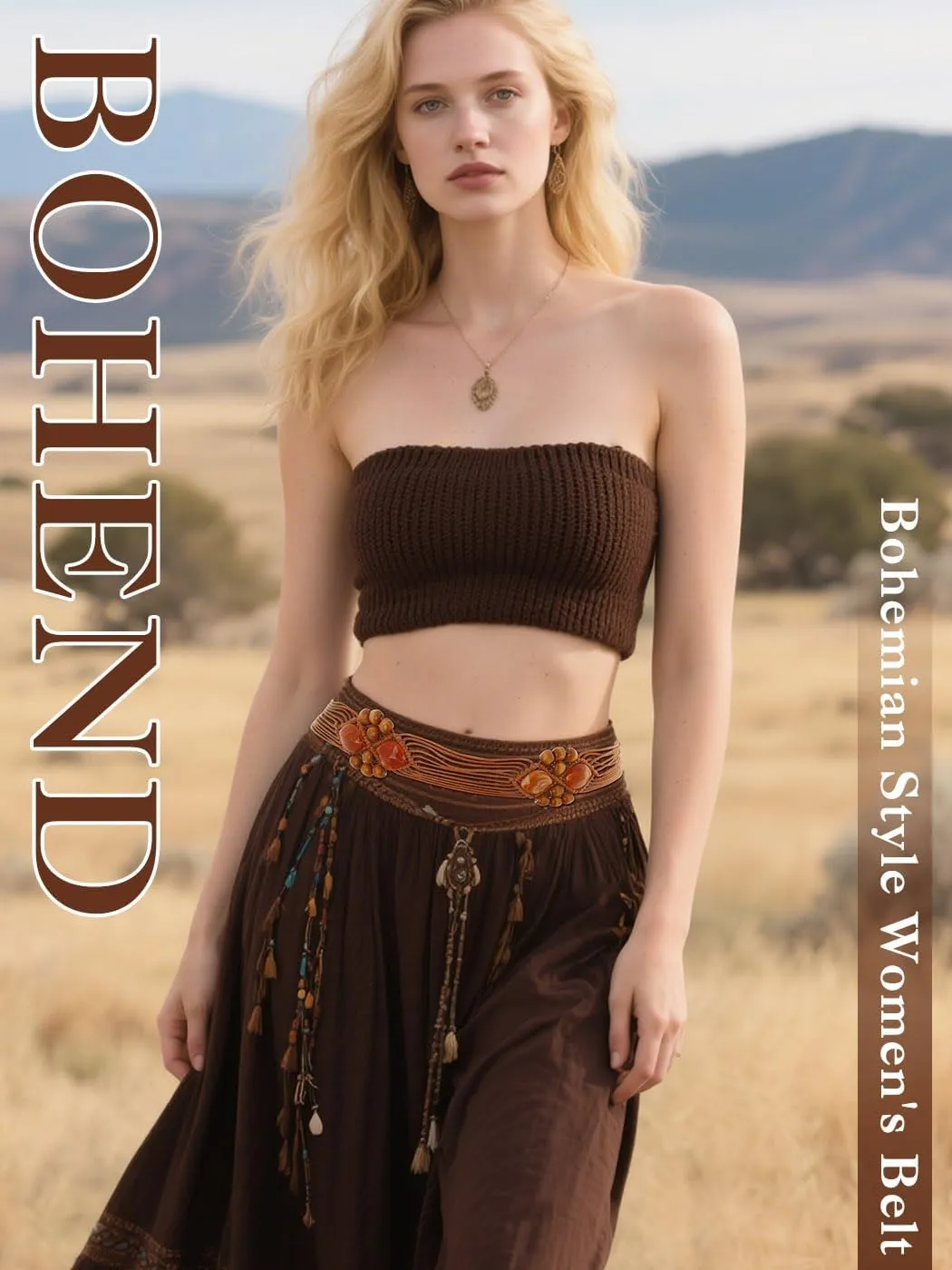 Bohend Boho Braided Belts Women Tie Colorful Western Woven Belt Wrap Rope Hippie Belts for Dresses