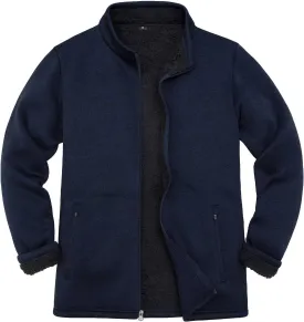 Bonnorth Men's Long Sleeve Sweater Fleece Jacket, Sherpa Lined Full Zip Windproof Outerwear with Zip Pocket