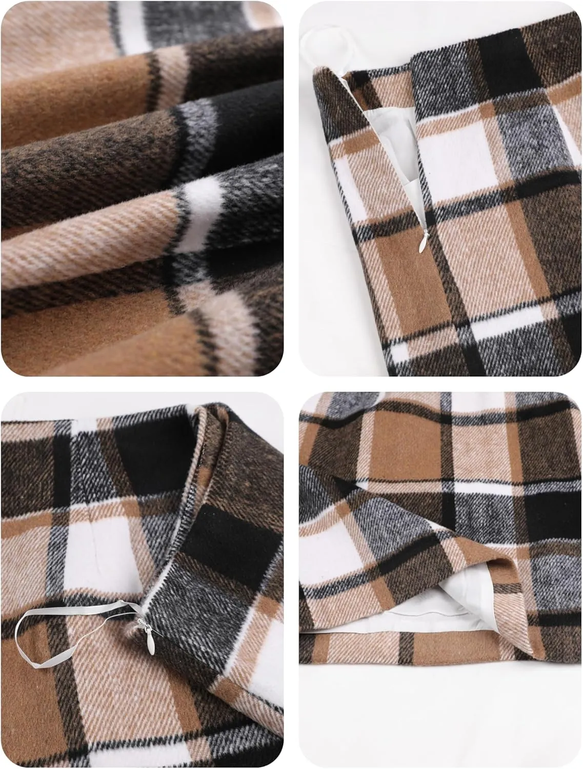 Dqbeng Plaid Skirts for Women High Waisted A Line Flannel Pencil Bodycon Skirt