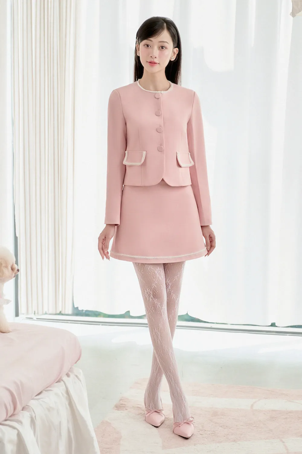 Fancy A-line Folded Hem Cotton Mini Skirt