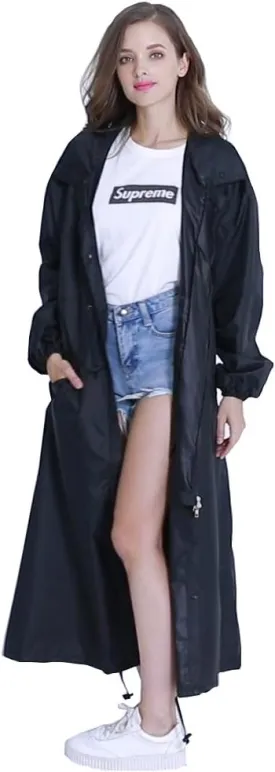 Freesmily Women's Stylish Long Raincoat with Hood and Multi Color Pattern