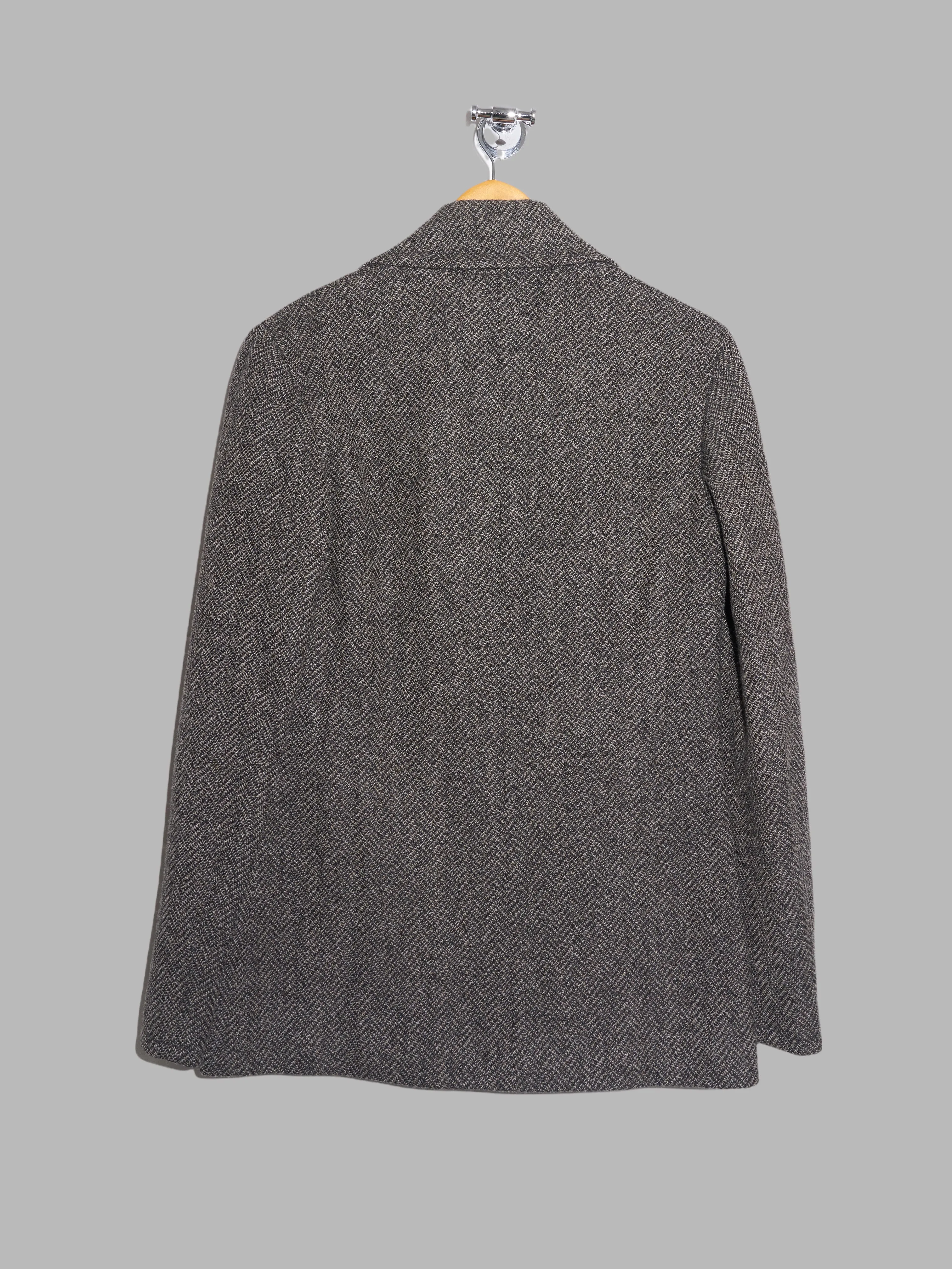 Jean Colonna grey brown herringbone wool poly pea coat - size 46