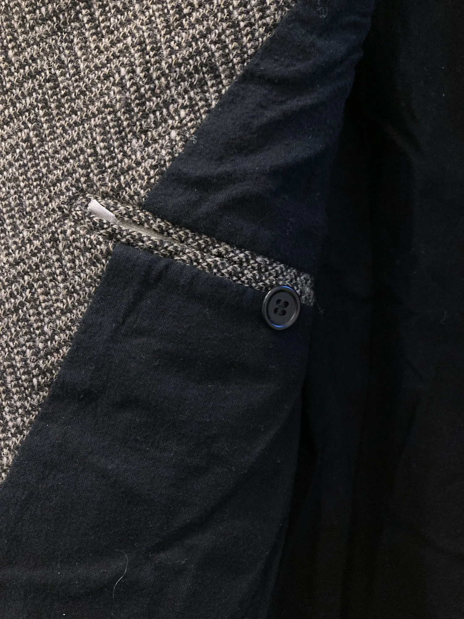 Jean Colonna grey brown herringbone wool poly pea coat - size 46