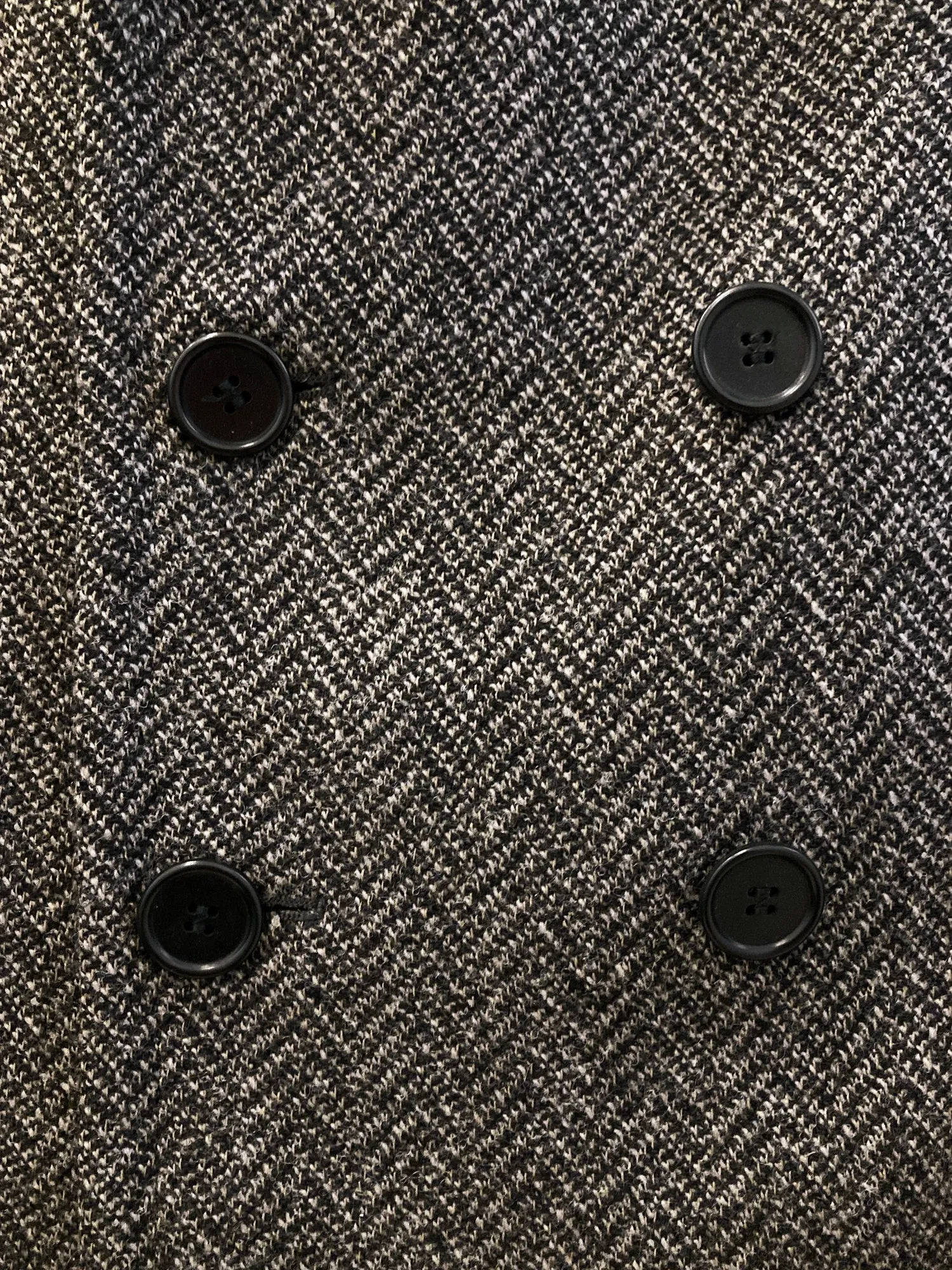 Jean Colonna grey brown herringbone wool poly pea coat - size 46