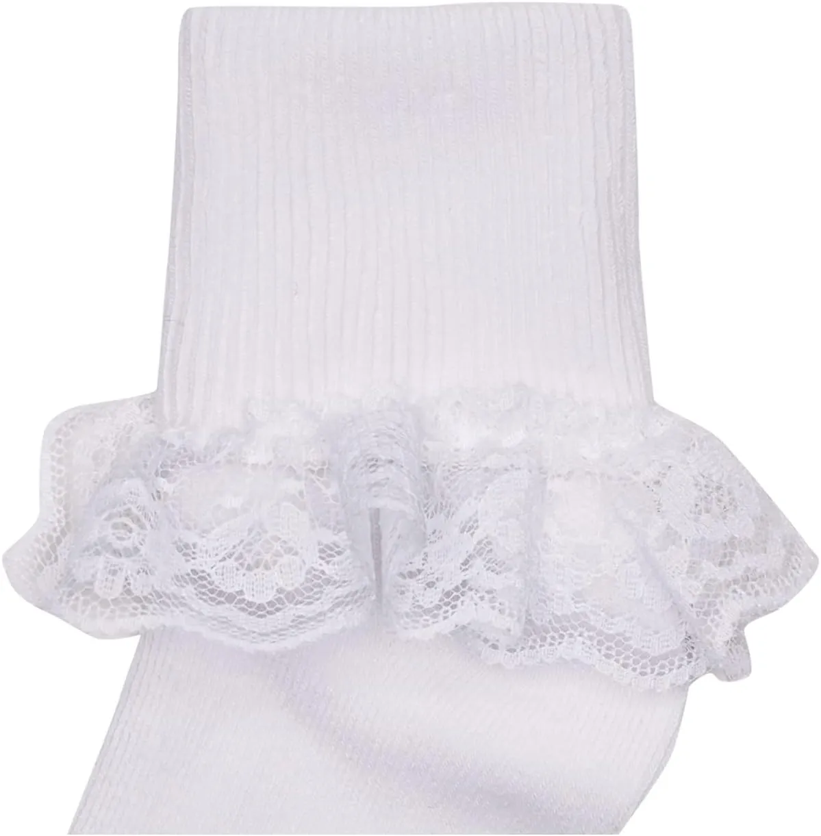 Jefferies Socks Big Girls Eyelet Lace/Turn Cuff/Fancy Lace Girls Socks 3 Pack