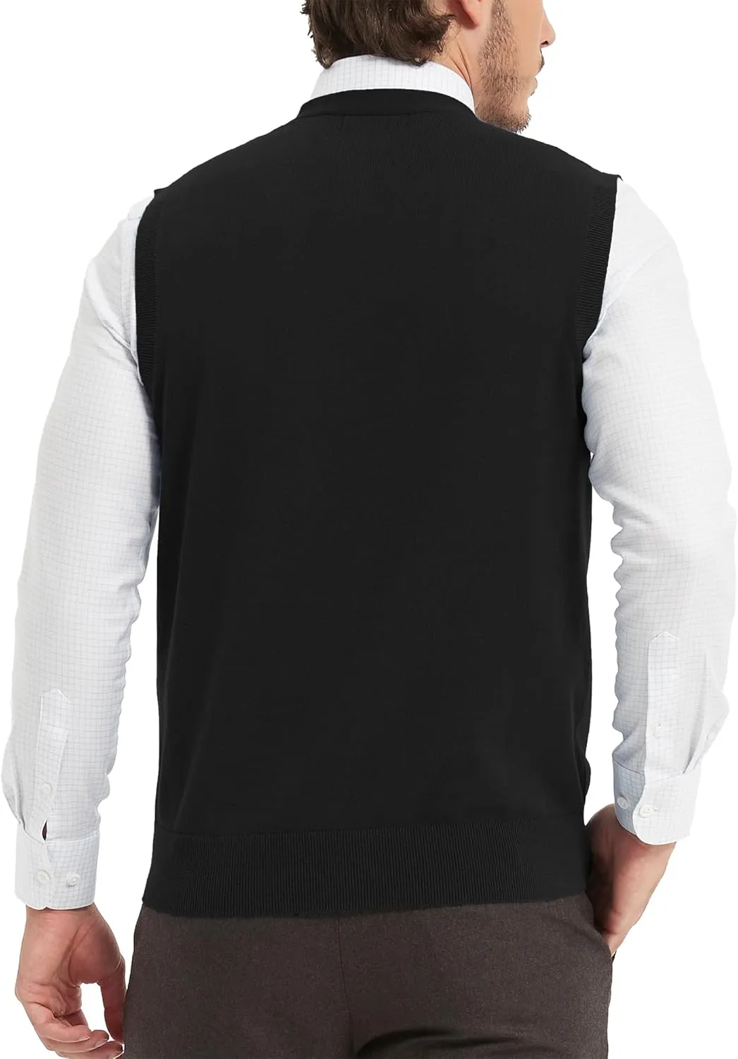 Kallspin Mens Button Down Sweater Vest Lightweight Knitted Pure Cotton V-Neck Sleeveless Cardigans