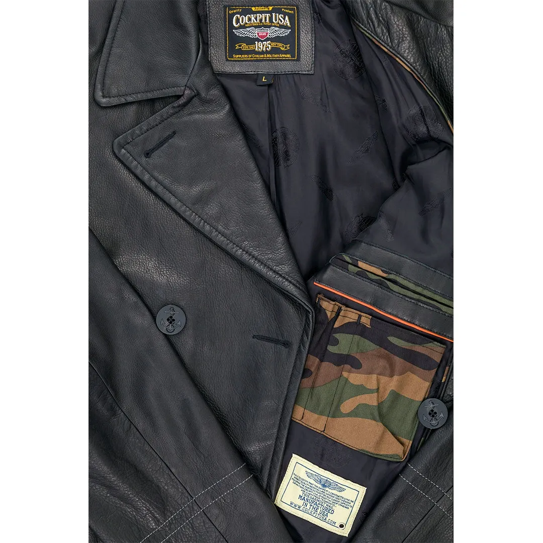 Leather Pea Coat Z21V030