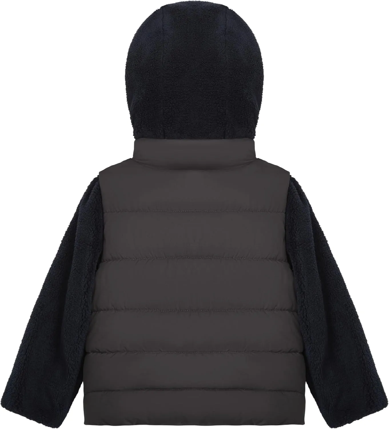 LONDON FOG Boys' 3-in-1 Heavyweight Puffer Vest and Hooded Sherpa Jacket Layered Winter Coat