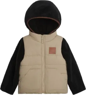LONDON FOG Boys' 3-in-1 Heavyweight Puffer Vest and Hooded Sherpa Jacket Layered Winter Coat