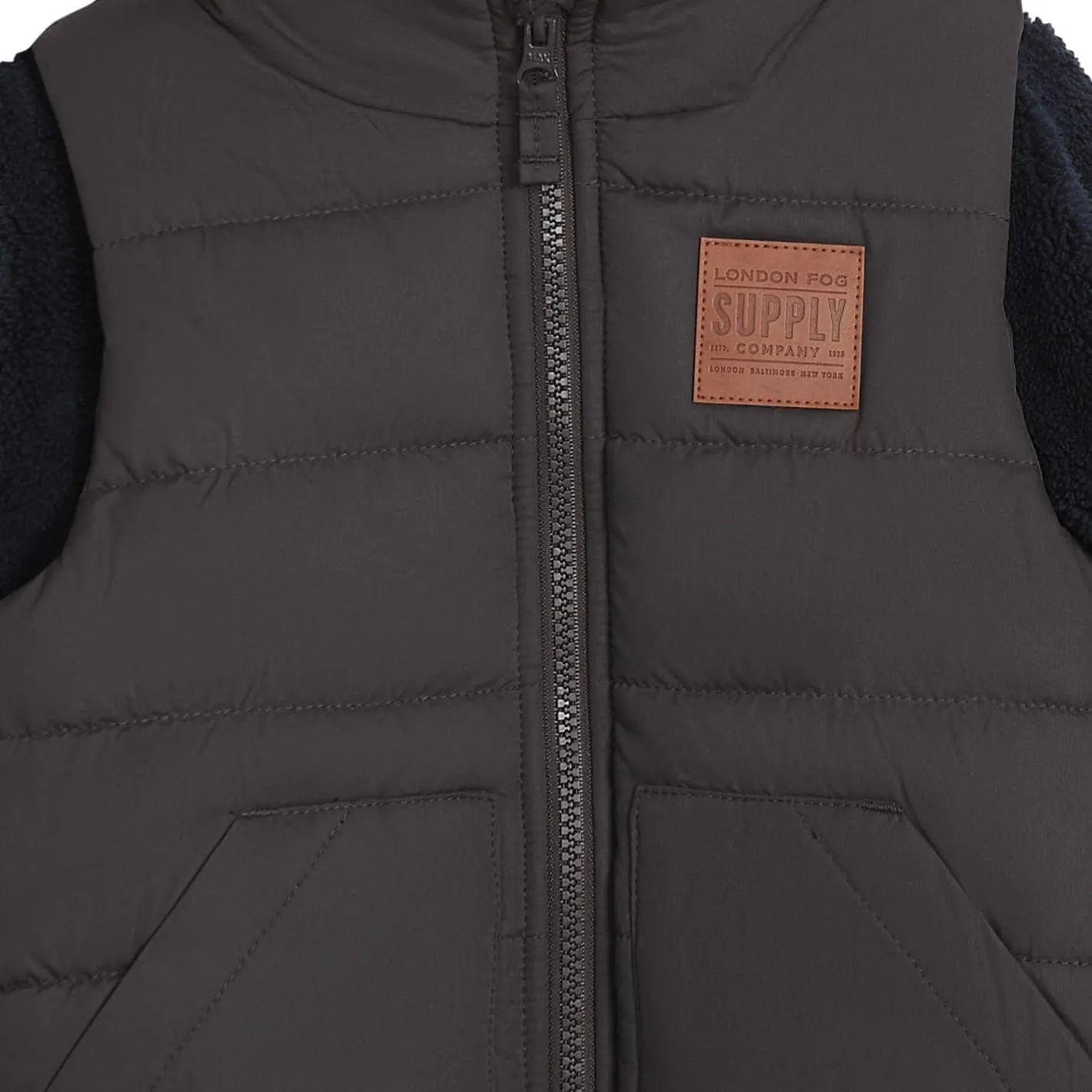LONDON FOG Boys' 3-in-1 Heavyweight Puffer Vest and Hooded Sherpa Jacket Layered Winter Coat
