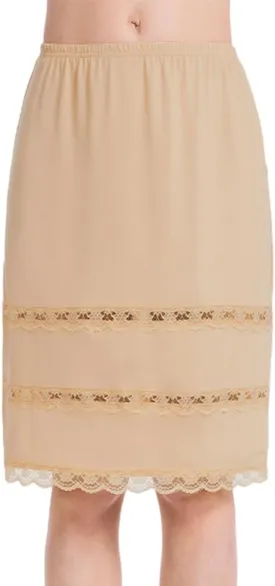 MANCYFIT Half Slips for Women UnderSkirt Dress Extender Lace Trim Knee Length Midi Skirt 14-25" Length