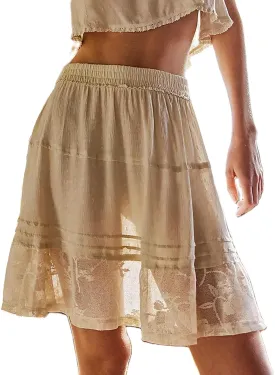 Meiweileya Women Lace Silk Satin Slip Skirt Low Rise Layered Underskirts Ruffle A Line Mini Skirts Y2k High Flowy Underskirt
