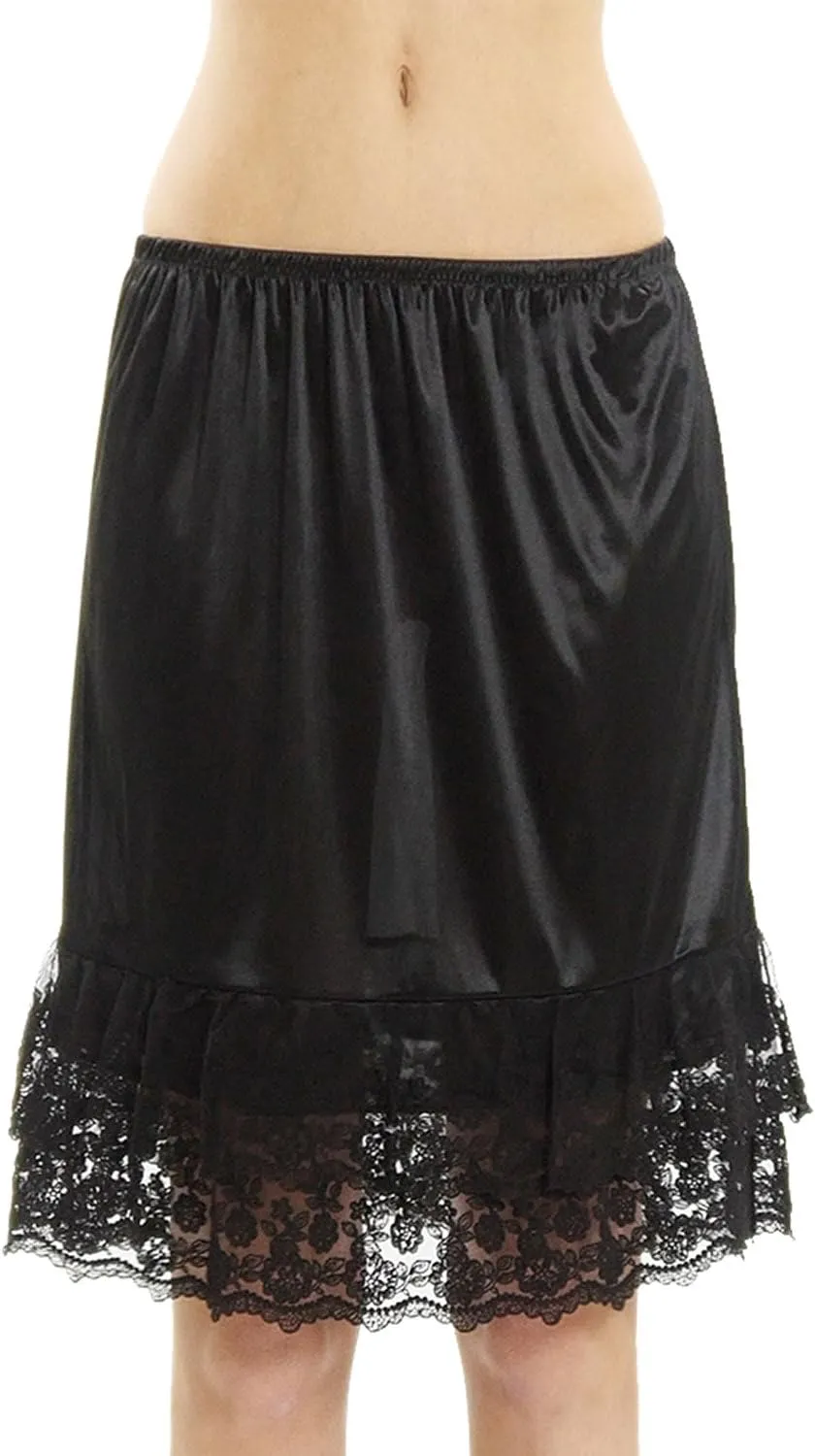 MELODY Double Lace Half Slip Satin Skirt Extender- 21" length