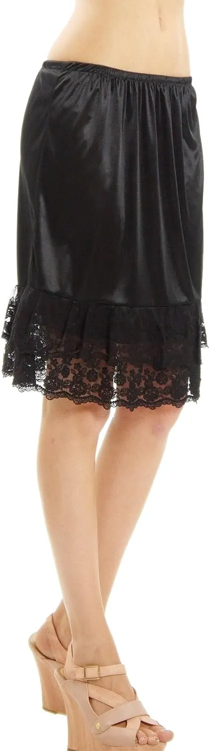 MELODY Double Lace Half Slip Satin Skirt Extender- 21" length