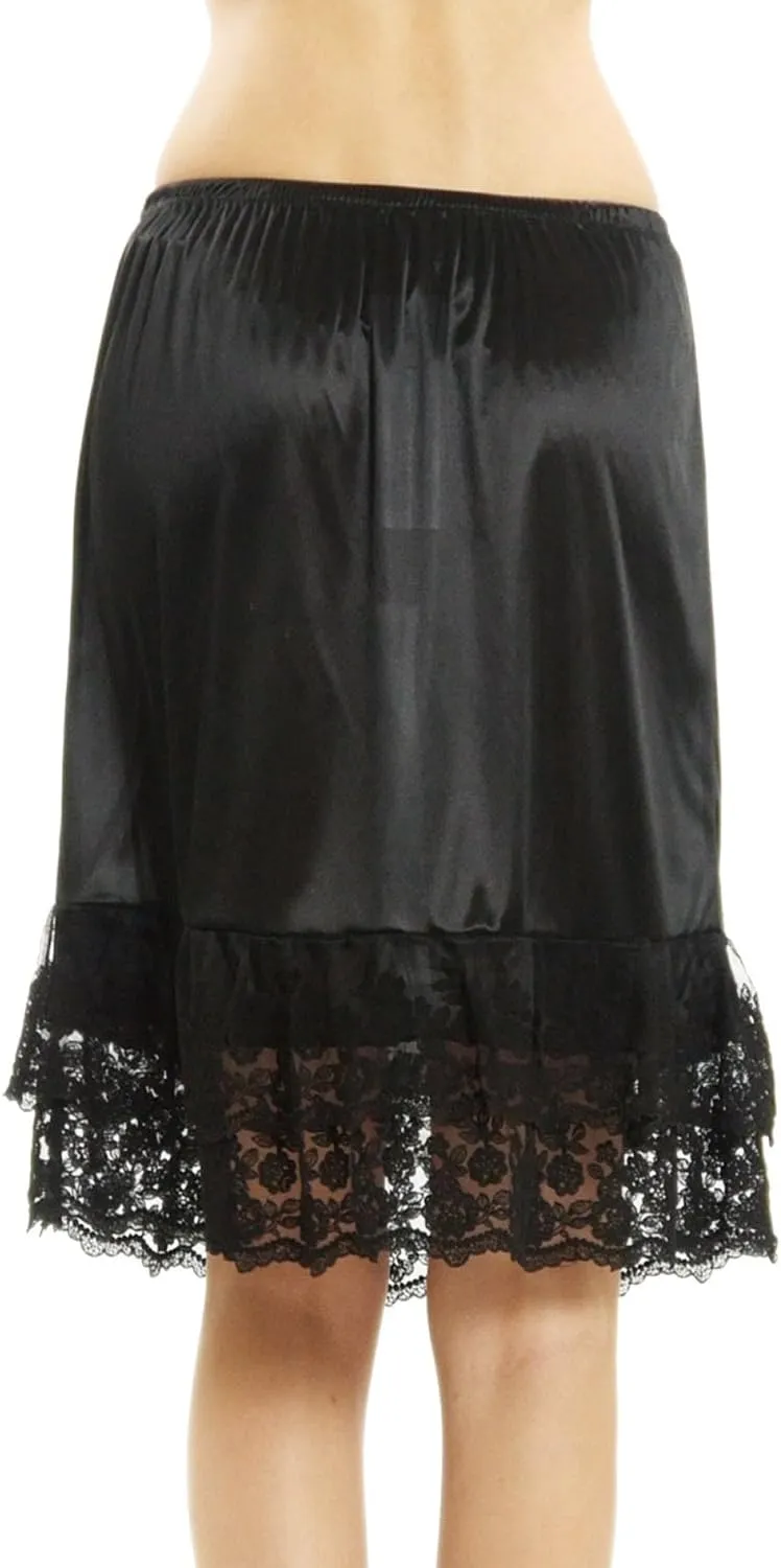 MELODY Double Lace Half Slip Satin Skirt Extender- 21" length
