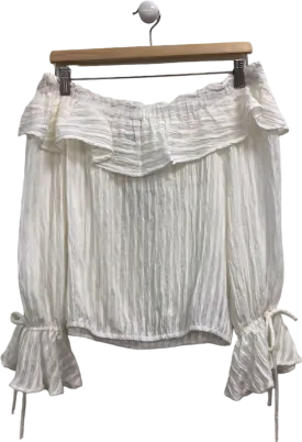 Mint Velvet White Off-Shoulder Blouse UK M