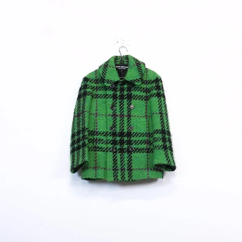 plaid pea coat
