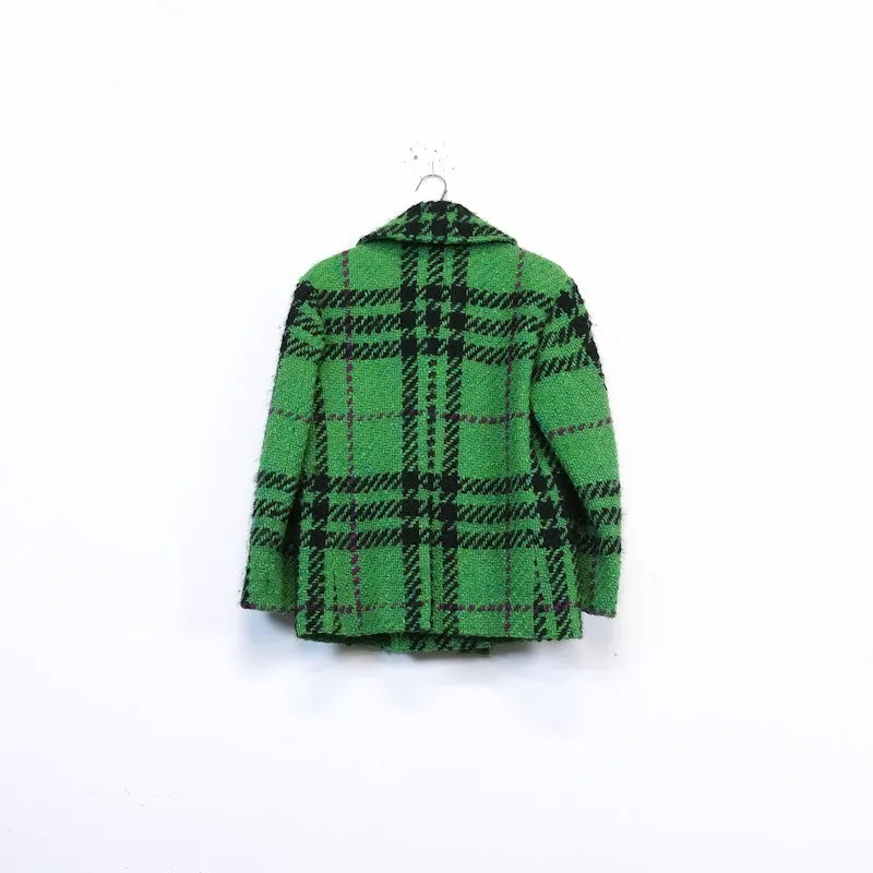 plaid pea coat