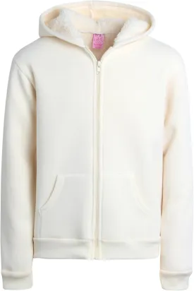 Real Love Girls' Sweatshirt - Heavyweight Fully Sherpa Lined Super Soft Plush Zip Hoodie - Winter Sweatshirt, 7-16