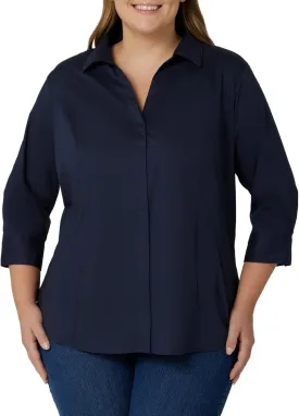 Riders by Lee Indigo Women's Plus Size Easy Care quarter Sleeve Woven Shirt