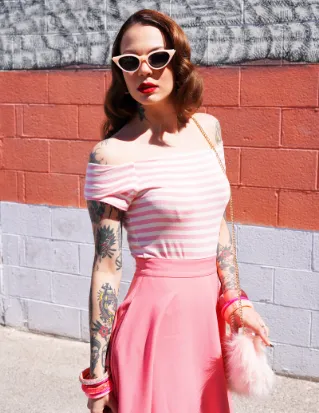 Sandra Dee Striped Top in Pink/Ivory