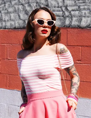 Sandra Dee Striped Top in Pink/Ivory