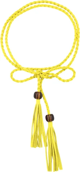TeeYee Women Girls Multi Colors Braided Waist Tie Belt/Rope with Tassel and Beads Fringe Wrap Cloth Belts for Dress Pants