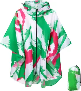 Waterproof Hooded Lightweight Rain Poncho for Adults Women Men with Pockets Unisex Fashion Zipper Jacket Coat
