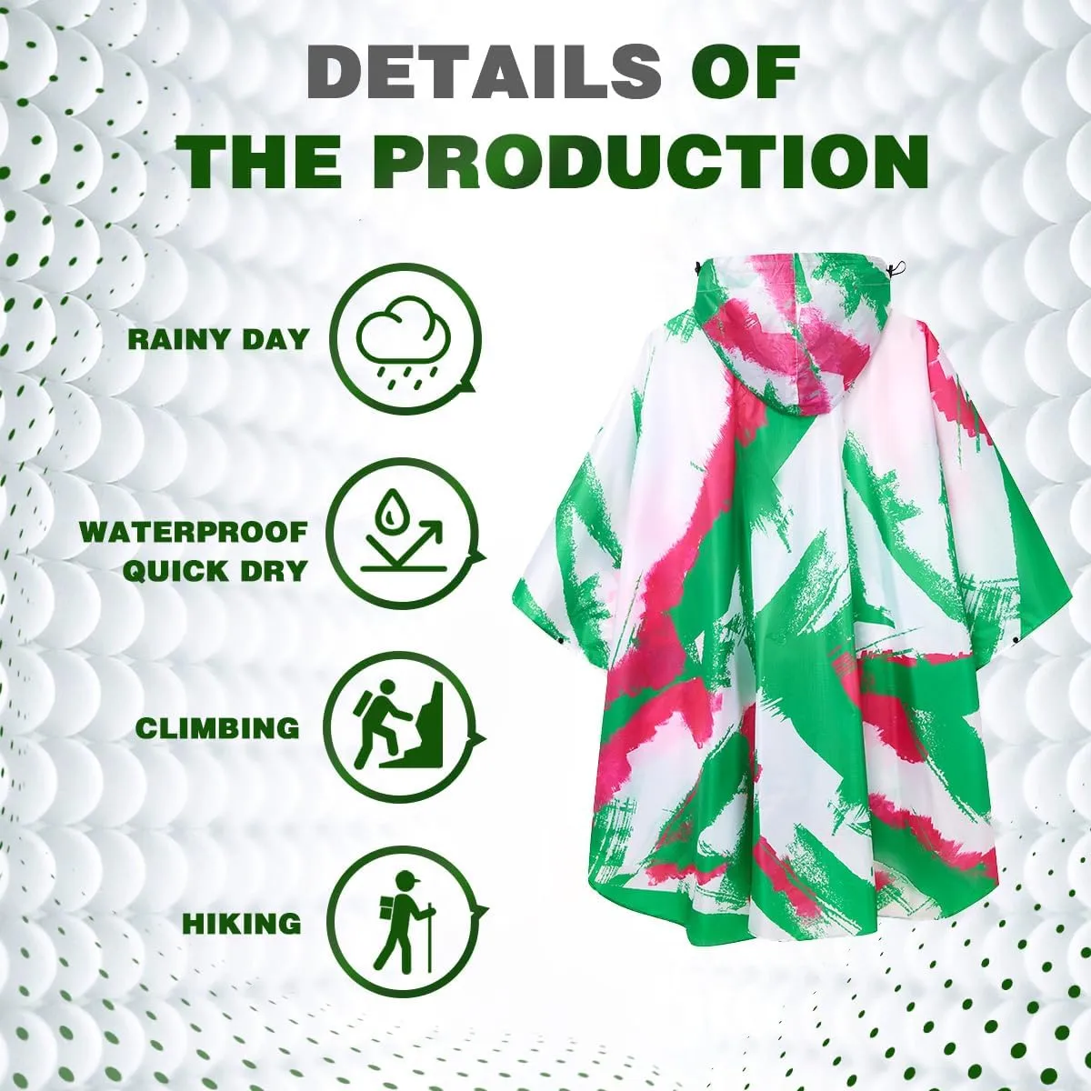 Waterproof Hooded Lightweight Rain Poncho for Adults Women Men with Pockets Unisex Fashion Zipper Jacket Coat