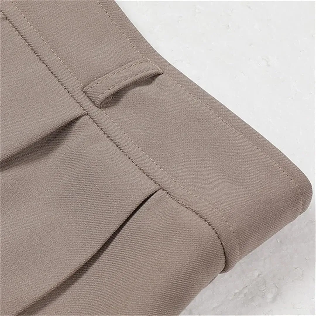 Women Leather Longskirts for Belt Skirts A-Line Pleated Skirt French Style Skirt